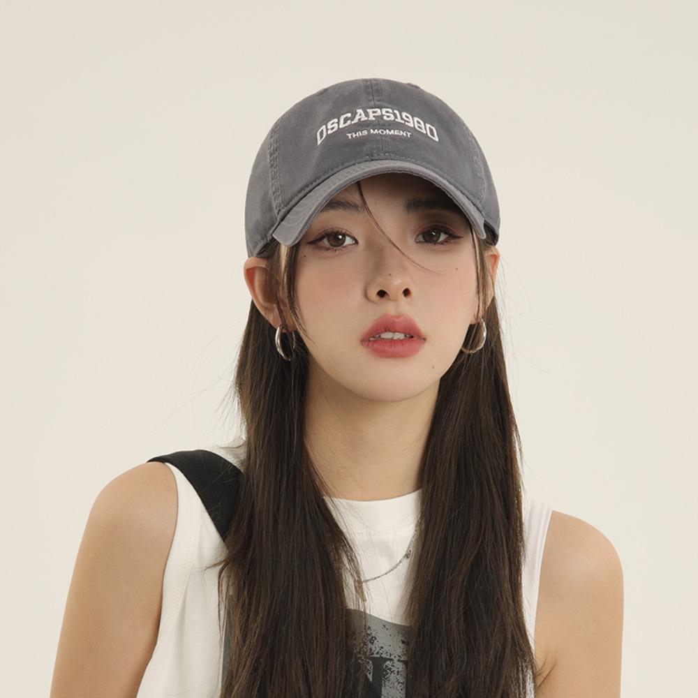 Korean Style Sunscreen Baseball Cap Cotton Cotton Peaked Hat Casual Letter Embroidered Cap Beach