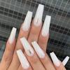 Long Ballet Fake Nails Smudged Marble Pattern Fake Nails Nail Art Sticker Nail Sticker European and American Nail Pieces 24 Pieces