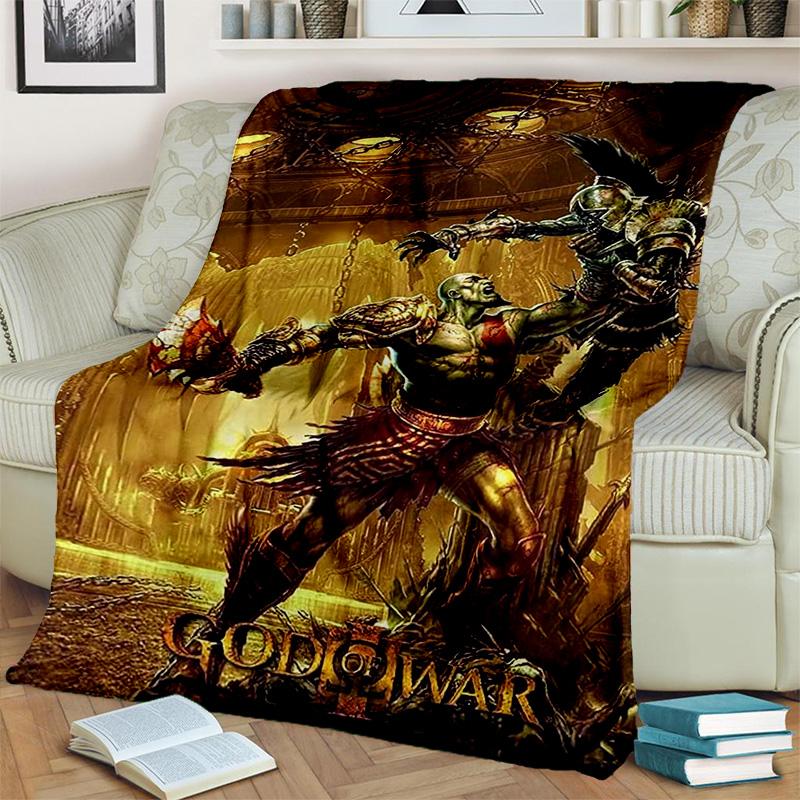 3D God of War Games Gamer Kratos HD Blanket,Soft Throw Blanket for Home Bedroom Bed Sofa Picnic Travel Office Cover Blanket Kids