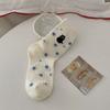 Ladies Spring and Summer New Trend Cartoon Black and White Cat Love Polka Dot Pure Cotton Tube Socks