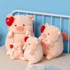 Angel Pig Plush Toy Super Soft Stuffed Animal Doll Pillow Lovely Pink Piggy with Wings Hold Heart Balloon Companion Soothing