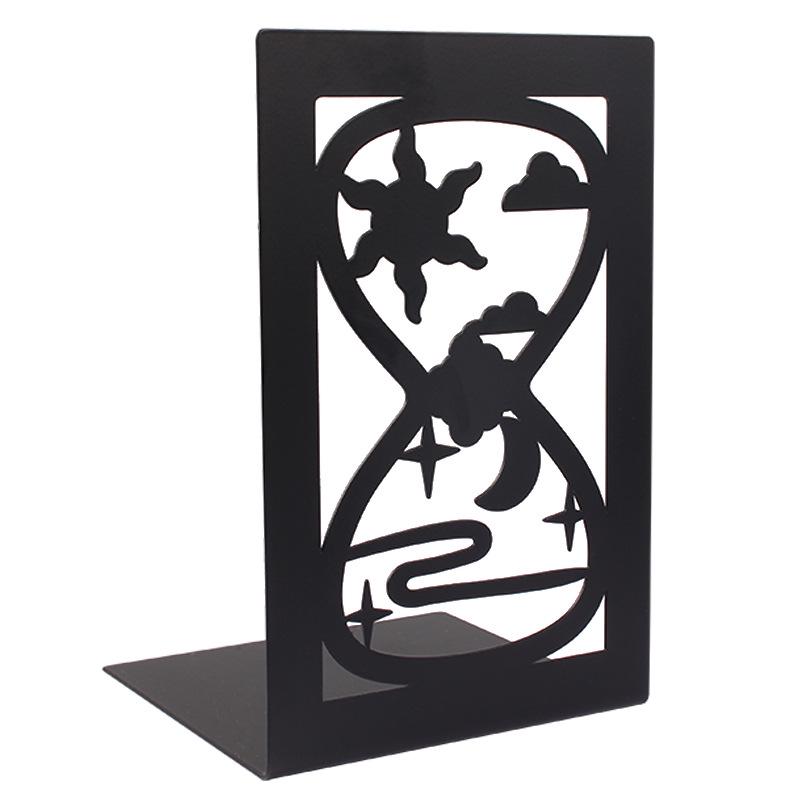 Creative Wrought Iron Metal Book Storage Rack and Personalized Hollowed-Out Bookends