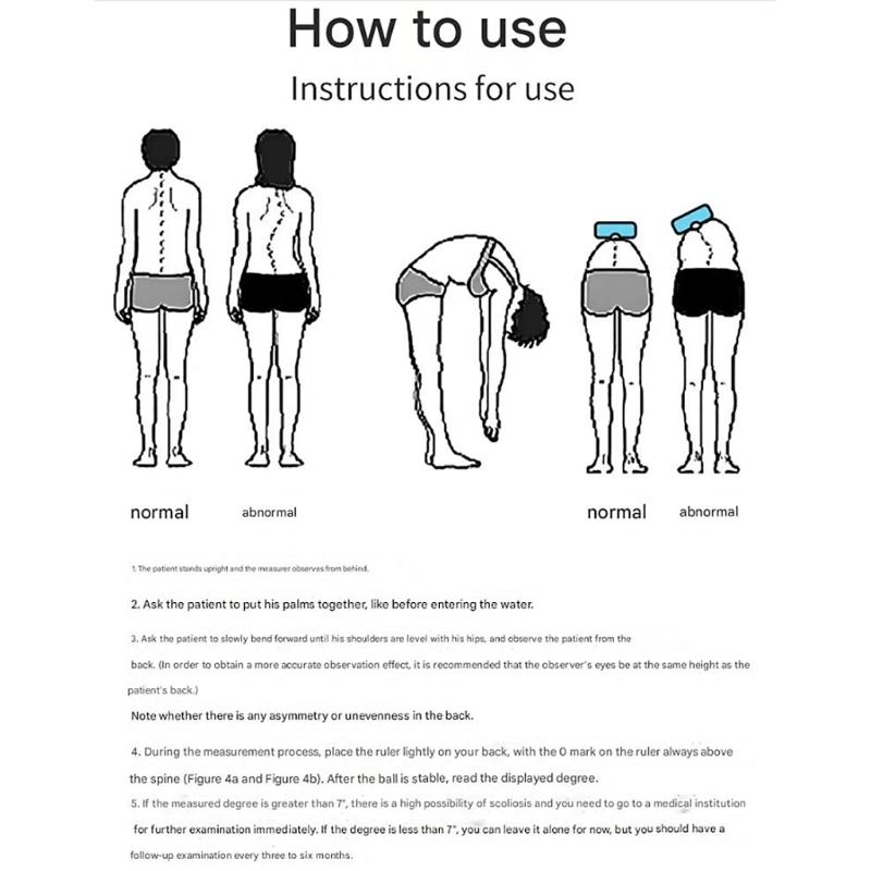 Scoliometer met Waterpasbel, Scoliosis Testmeter 0-30° voor Beoordeling van de Wervelkolomuitlijning en Ondersteuning van de Wervelkolomgezondheid