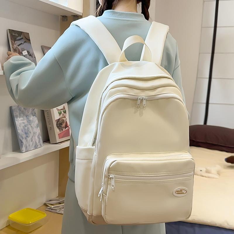 Student Schoolbag Solid Color Women's Backpack College Style Large Capacity Backpack
