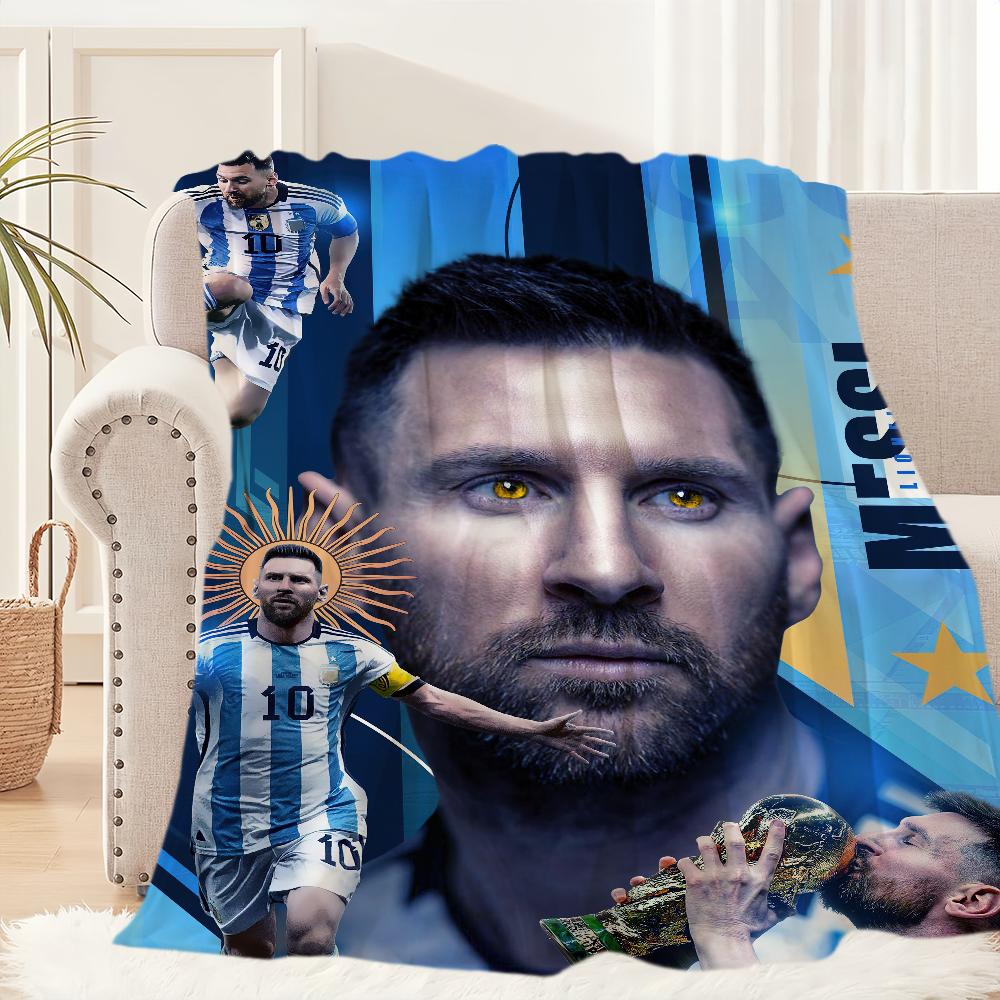 Football Superstar Blanket Plush Nap Sofa rug for Cool-M-Messi-s Living Room Warm Office Bedroom Birthday Home Travel Kid Gifts