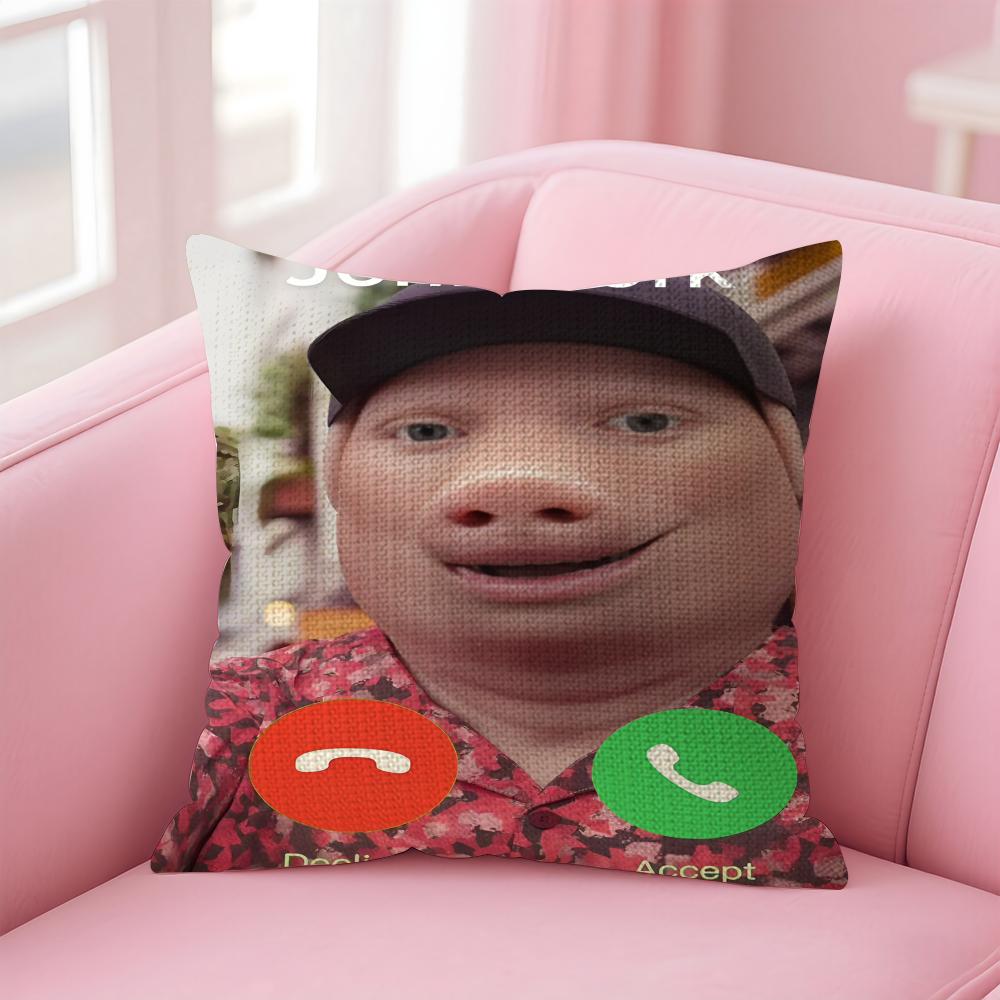 John Pork Dzwoni Poszewka na Poduszkę Naturalny Len Poszewka na Poduszkę Dwustronny Nadruk Dekoracyjna Poszewka na Poduszkę Sofa Wystrój Domu Prezent