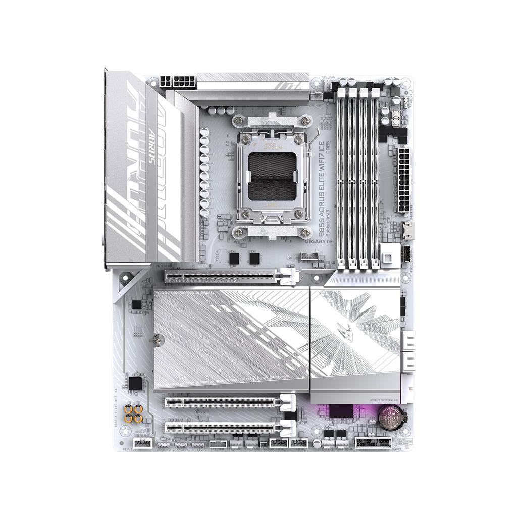 GIGABYTE B850 AORUS ELITE WIFI7 ICE AMD Ryzen White ATX Gaming Motherboard MB6673 - High-End