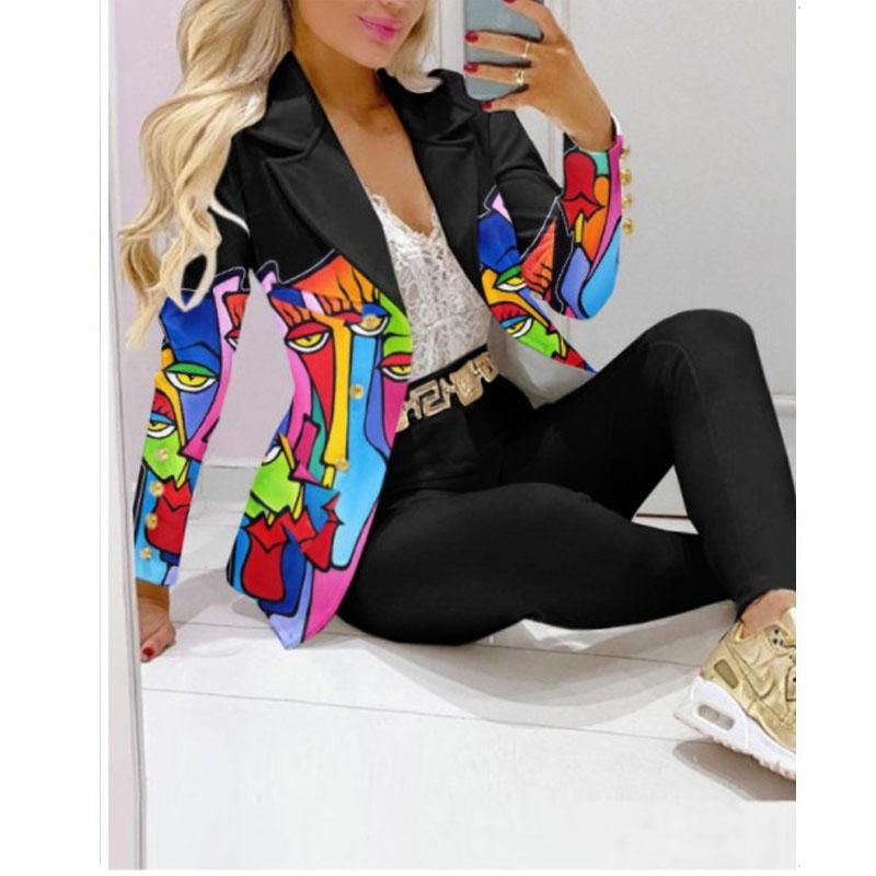2PCS Women Blazer Suit Lapel Jacket Coat + Pants Co-ord Set Formal Office Outfit
