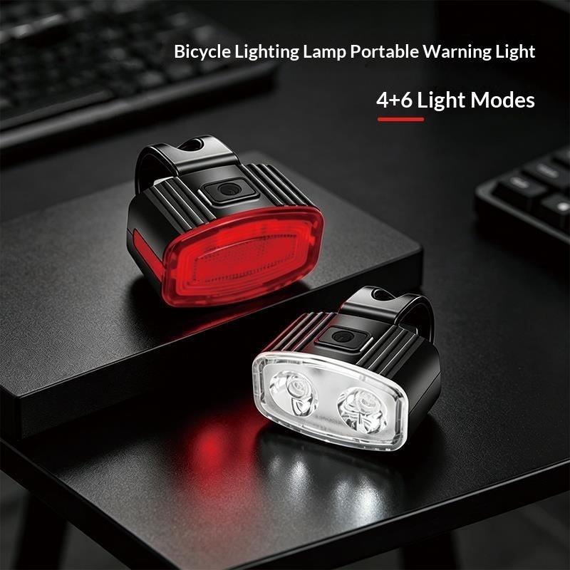 Rechargeable Waterproof Bike Light, Bright Led Front Headlight & Red Rear Taillight For Mountain Road Night Cycling Safety Gear