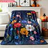 One Blanket Featuring Colorful Flowers Blooming At Night a 2D Printed Flannel Throw Blanket. Suitable for Sofas Daily Travel and a