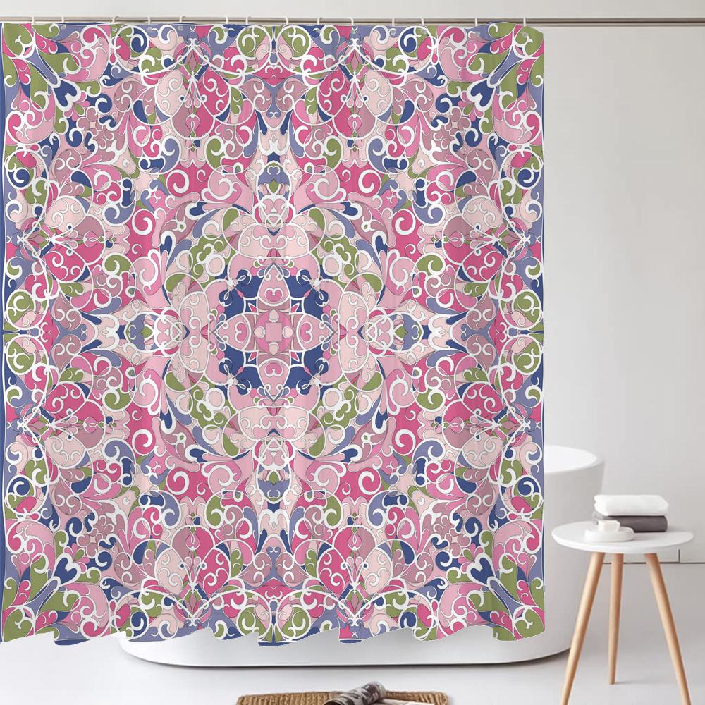 Bohemian Style Shower Curtain Printed Modern Nordic Mandala Flowers Polyster Bathroom Curtain with Hooks Home Decor Curtain