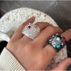 Resin Diamond Pleated Round Ring, Personality Trend Fashion Index Finger Ring, Design Sense Niche Ring
