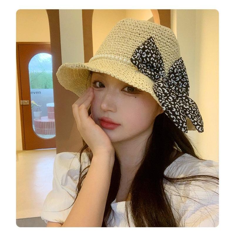 Big Brim Sun Hat Seaside Beach Idyllic Forest Bow Streamer Straw Hat Female Summer Flower Tulip