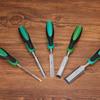 Uxcell Flat Woodworking Chisel with Non-Slip Plastic Handle, 9.5 Mm Blade, Green/Black, 2 Pieces