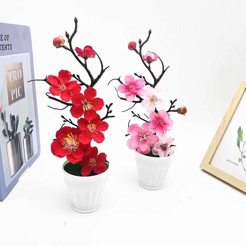 Prunus Realistic Plastic Mume Plant Bonsai Living Room And Office Decorations