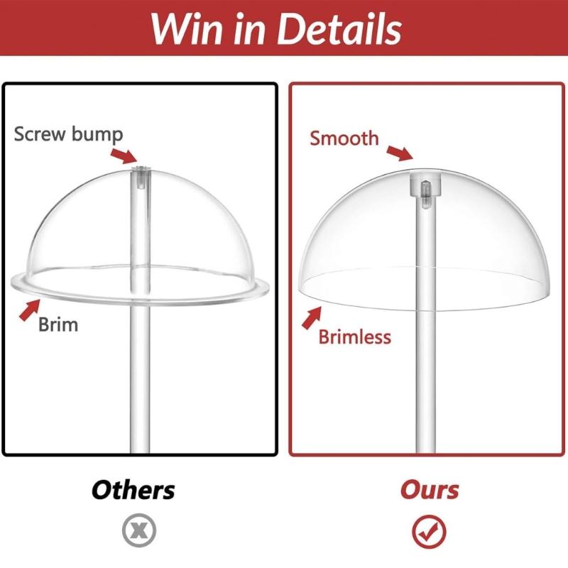 Spherical Top Acrylic Cap Holder With Protective Screw Designs For Hat Preservation Countertop Domed Hat Holder