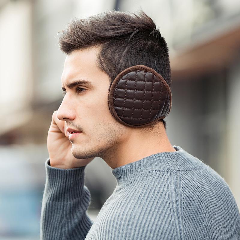 Men's Winter PU Earmuffs: Thick, Back-Wear Ear Caps for Warmth