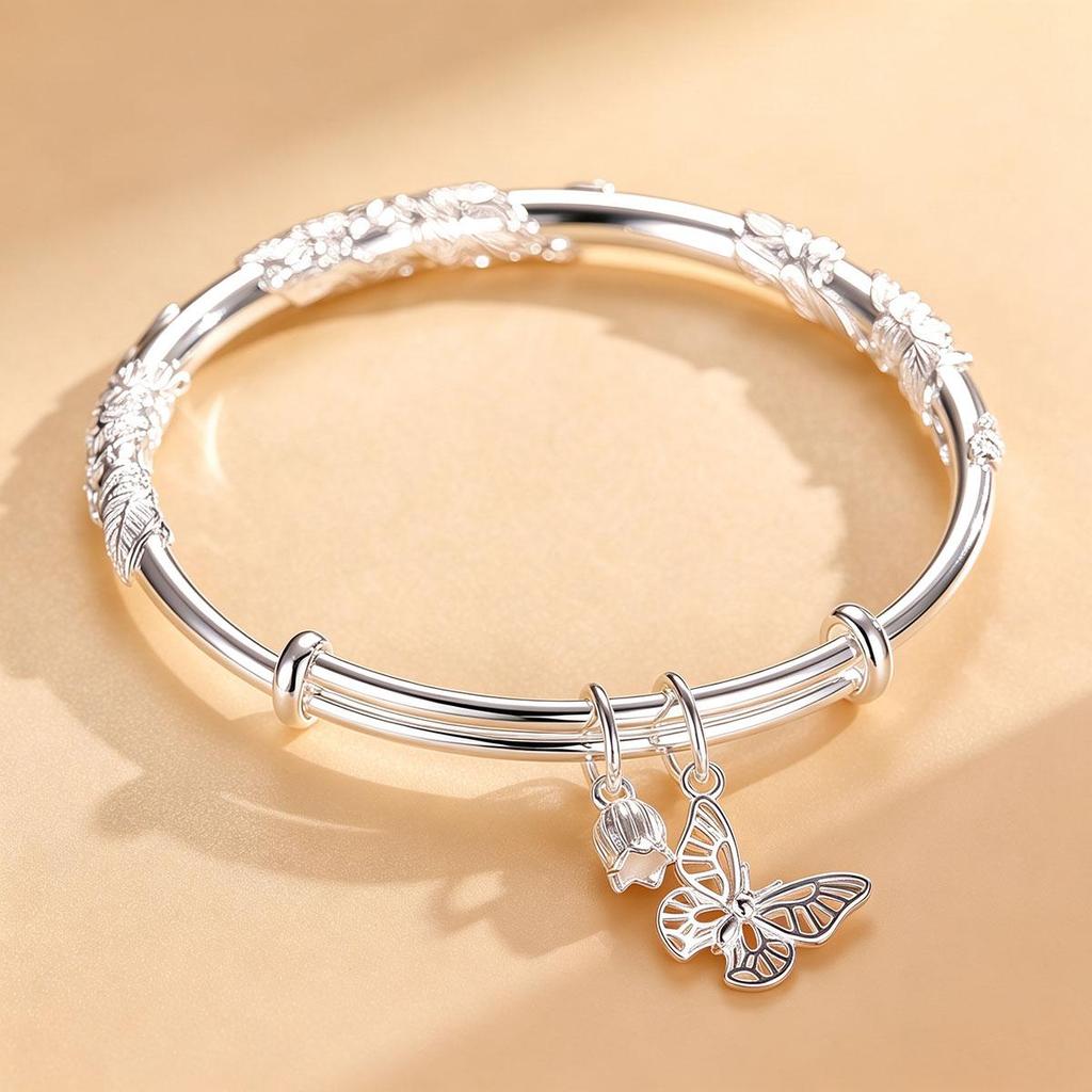 Blossom Butterfly Student Bracelet Women Solid Small Design Daily Wear New Chinese Style National Style Accessory Bracelet