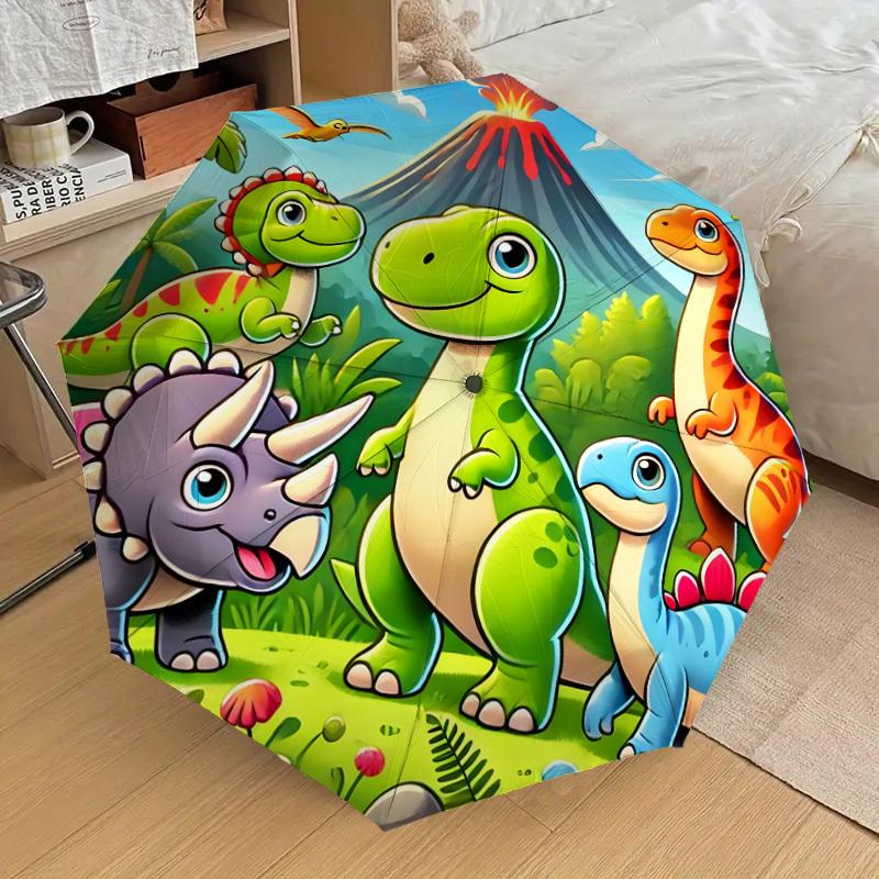 1pc Dinosaur Adventure Scene Umbrella with Plastic Handle,Suitable for All Seasons Home Travel Outdoor UmbrellaDD1564