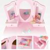 Kinderplay Green coiffeuse en bois pour enfant 105,5 cm avec tabouret, miroirs plexi, stickers et tatouages (GS3300)