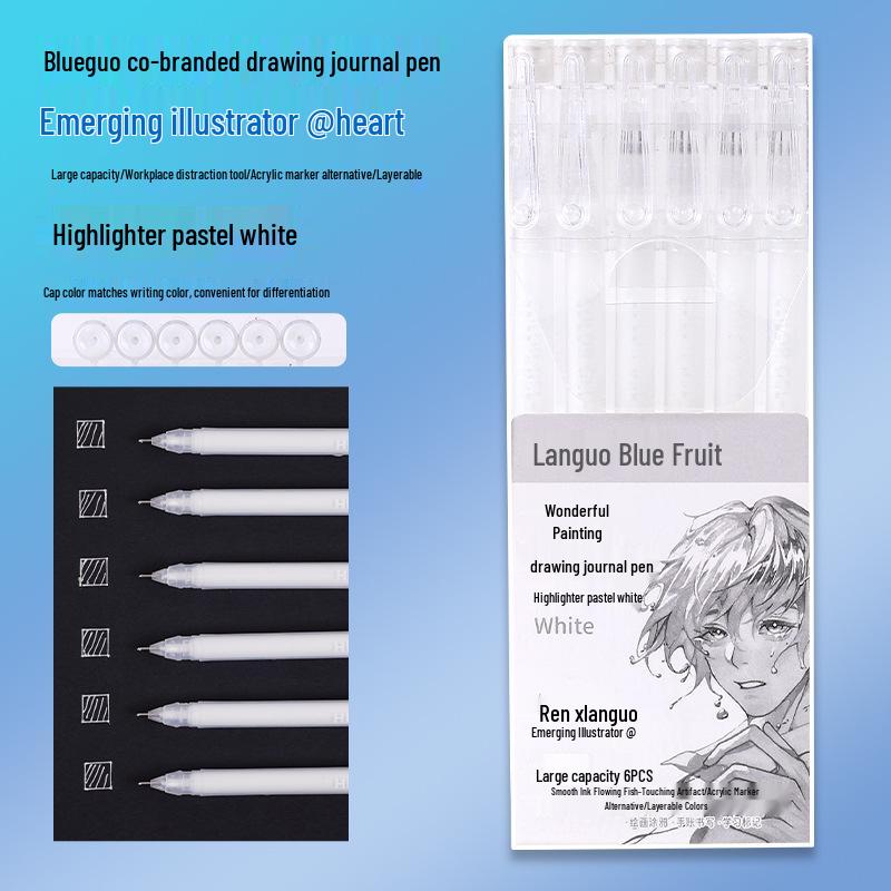 Blue Morandi Fluorescent Highlighter Notebook Pen for Notes & Drawing