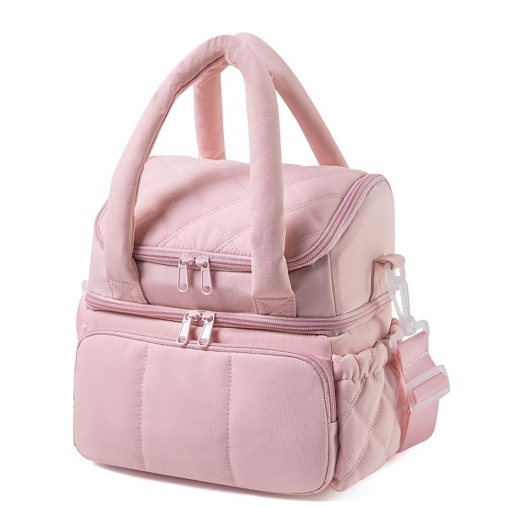 Tumbler Compartment Lunch Bag Double Layer Insulated Bag Handbag Cooler Bag Daily Use розовый 1790₽
