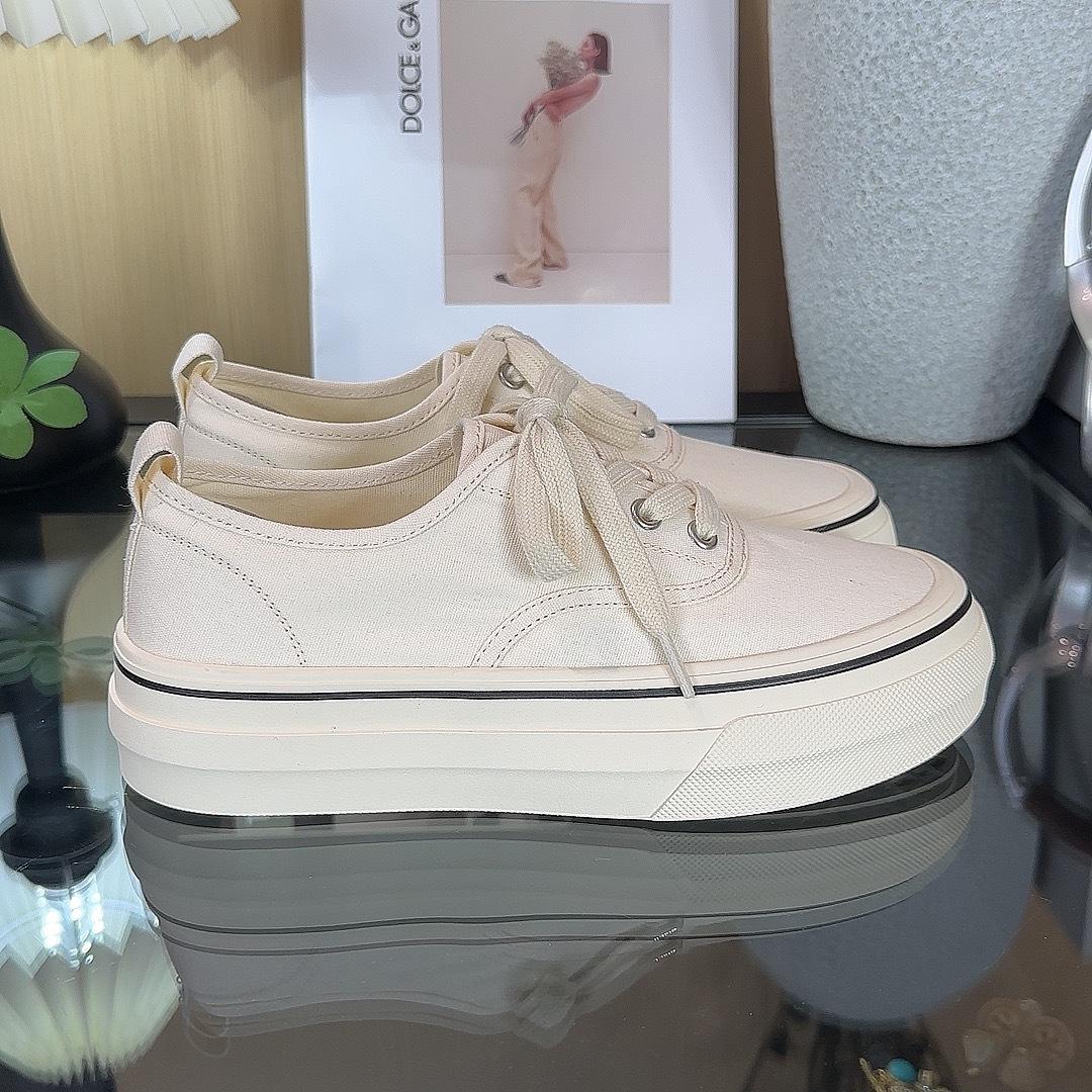 

Корейские тонкие парусиновые туфли женские весна-лето 2025 года новые круглые на шнуровке универсальные нескользящие парусиновые туфли на толстой подошве повседневные парусиновые туфли 35