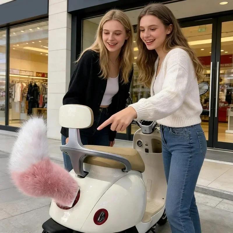 Electric Wagging Tail for Car Motorcycle Moving Fluffy Fox Tail Sound Activated & Remote Control Cute Auto Decoration Plush Toy
