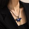 Accessories, Simple Single-Layer Twist Chain Necklace For Women, Exaggerated Personality, Diamond-Set Butterfly Pendant Necklace
