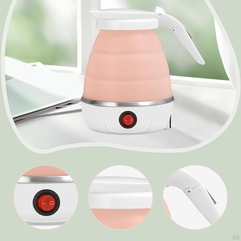 Foldable Electric Kettle Compact Water Boiling for Travel Hotels Offices White