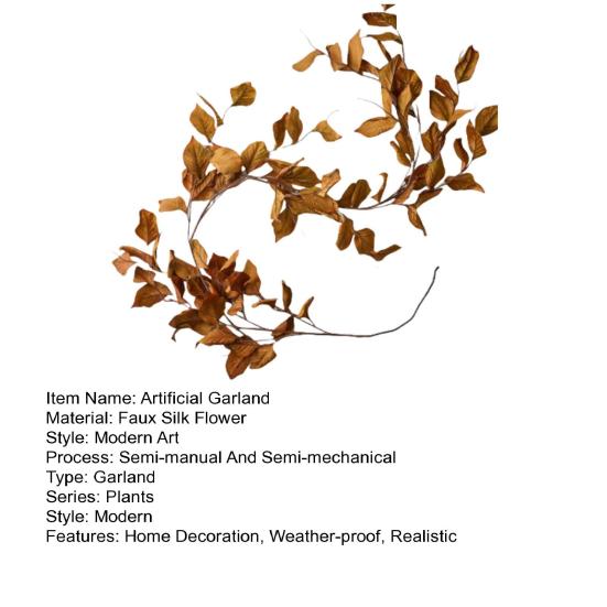 1/2Pcs 600CM Artificial Magnolia Leaf Garland UV Resistant Fall Thanksgiving Day Harvest Festival Mantle Porch Indoor Outdoor Decoration