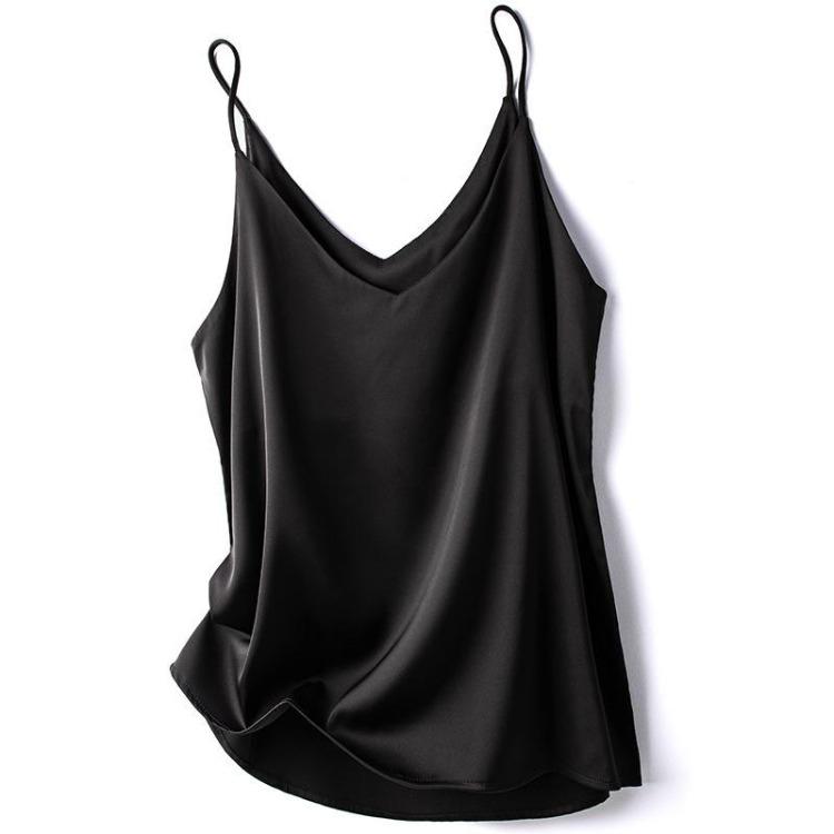 Sexy Halter V Neck Crop Top Women Satin Sleeveless Summer Y2K Cami Basic White Black Strap Tank Tops Camisole