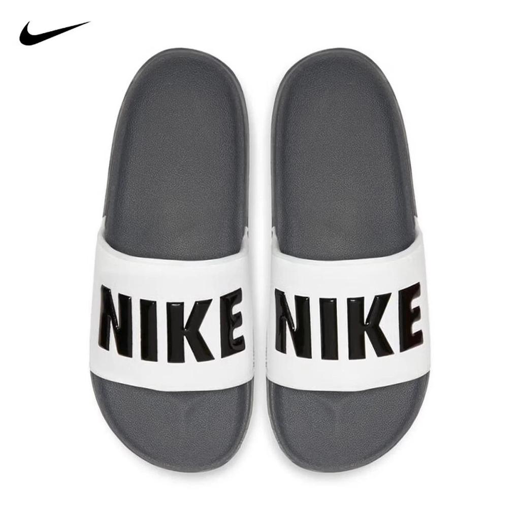 NIKE Casual Shoes for Men, Slip-On Sandals OFFCOURT BQ4639-001, White And Black