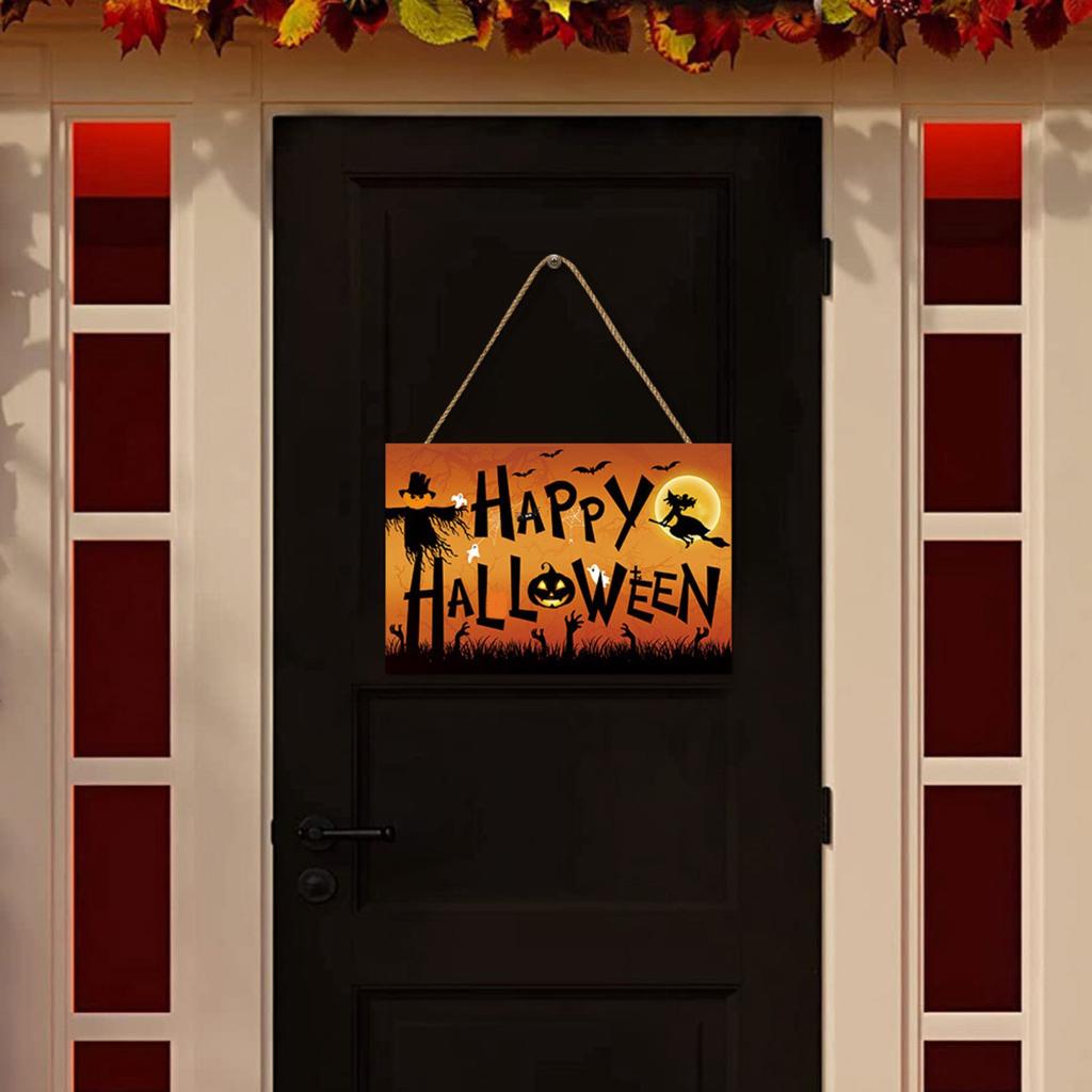 Wooden Halloween Doorplate Decoration Pendant Decoration Horror Festival Atmosphere Door Hanging