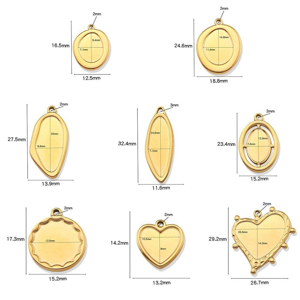 5Pcs Stainless Steel Cabochon Pendant Base Irregular DIY Charm Pendant Trays Heart Shape Blank Cabochon Base