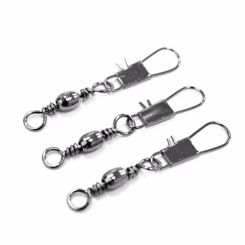 20Pcs Fishing Line Connector Solid Fishing Barrel Swivel Rings Interlock Snap Fishhooks Accessories