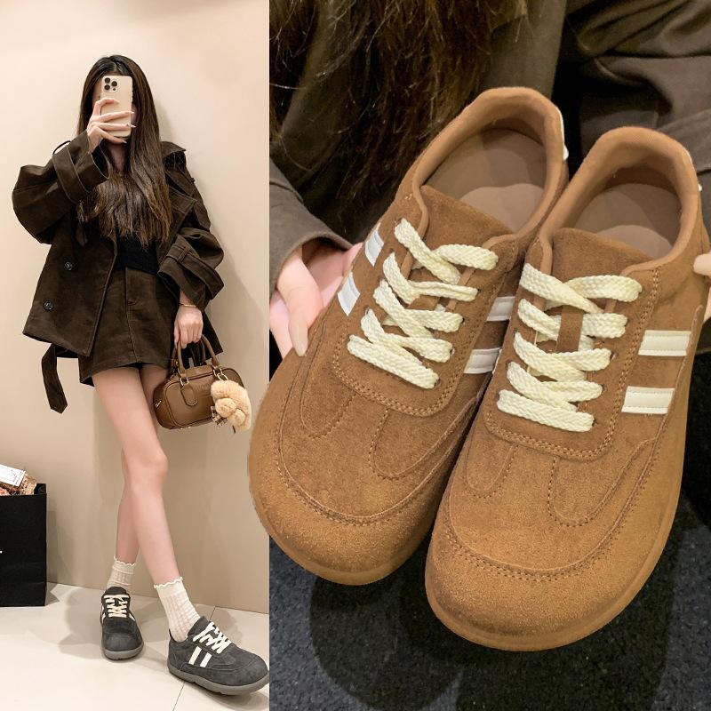 

Ретро синие немецкие тренировочные кроссовки женские 2025 весна и осень новые повседневные кэжуал дофаминовые спортивные кроссовки на плоской подошве прилив 40 верблюд