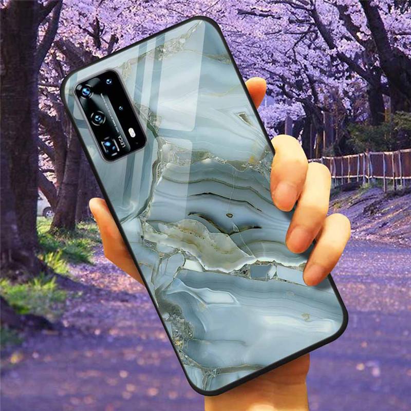 For Huawei P40 Lite / P40Pro Case P 40 Tempered Glass Starry Marble Hard Back Cover for Huawei P40 Pro / P40Lite E Cases Coque