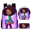 Cartoon African Girl Schoolbag, Primary And Secondary School Backpack, Backpack Three-Piece Set