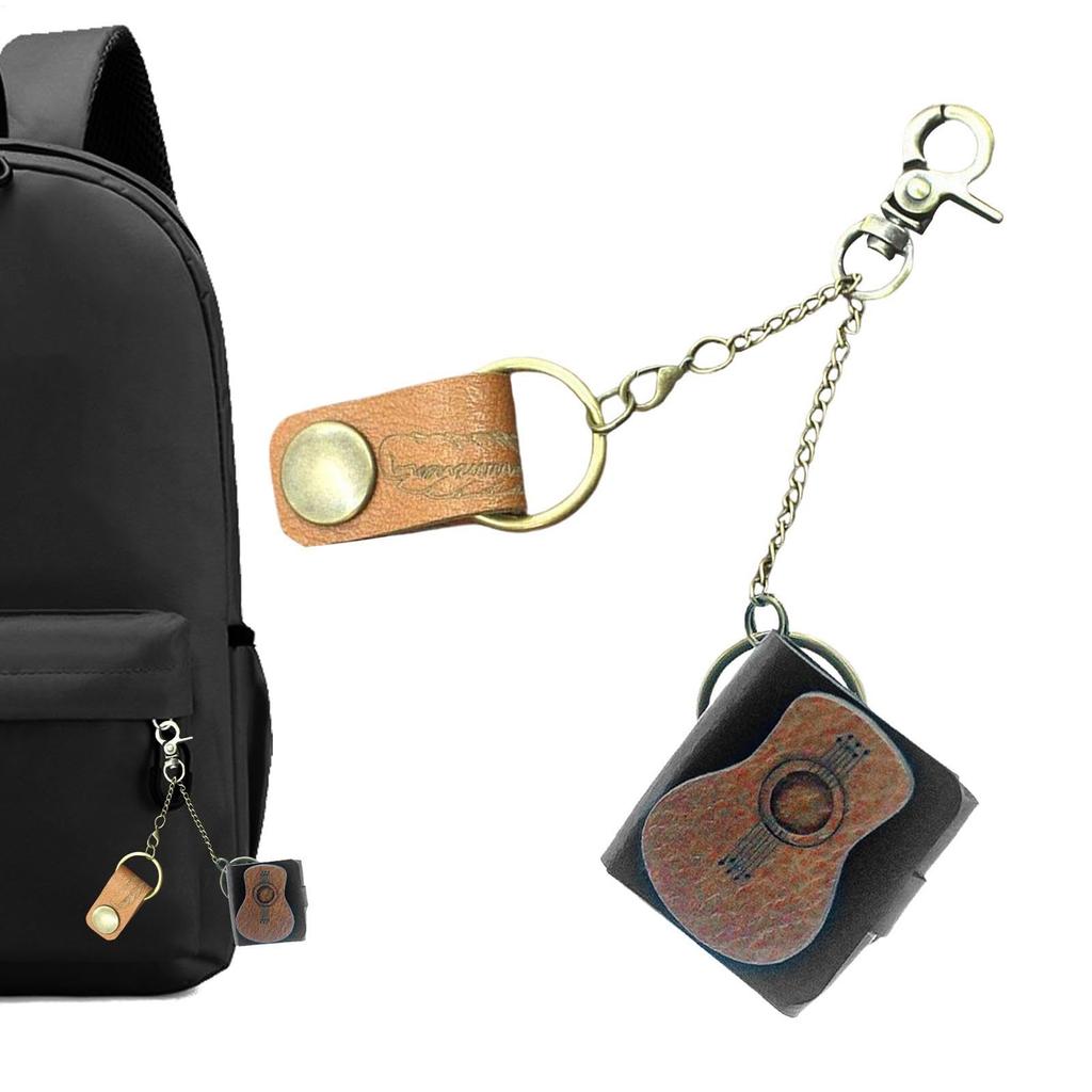 Handmade Leather Headphone Bag, Keychain, Guitar Bag, Hanging Decoration, Fashionable And Versatile Bag Decoration, Small Bag Pendant