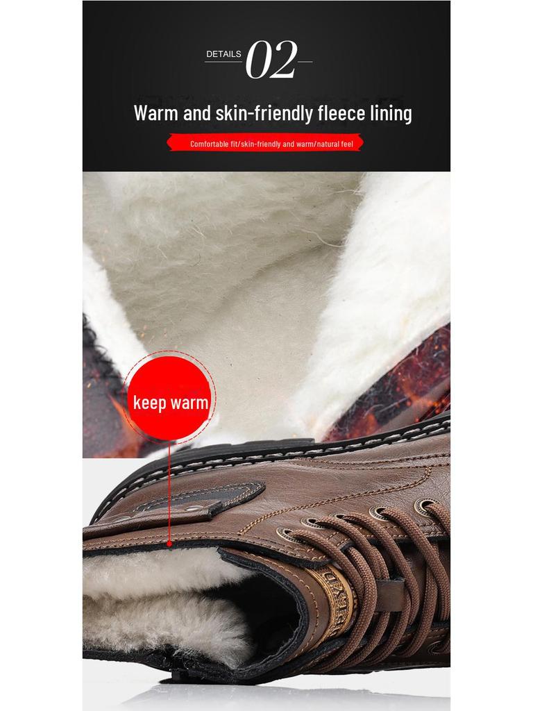 Men's Genuine Leather Velvet-Lined Non-Slip Martin Boots: Warm, Casual, Autumn & Winter Shoes