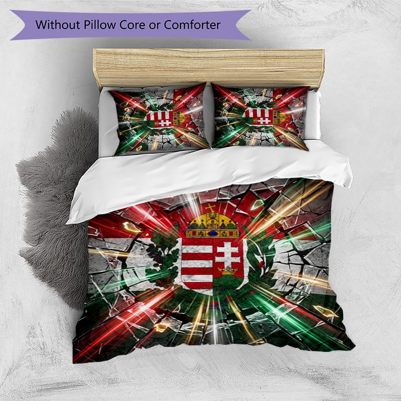 Hungary Football Printed Bedding 3 Piece Set Cozy Breathable Bed Cover Set as Housewarming Holiday Gift