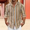 American Vintage Striped Printed Loose Fit Men S Long Sleeve Shirt
