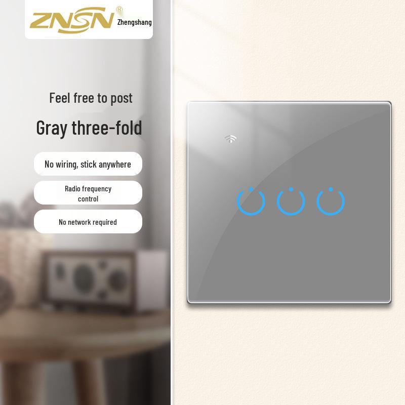 Zhengshang C4 Graffiti Smart WiFi+RF Switch, EU Standard, Voice-Controlled for Alexa & Google.