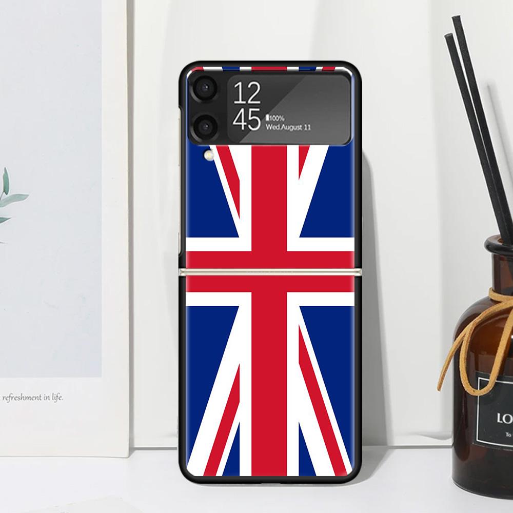 Union Jack England UK Flag Phone Case For Samsung Galaxy Z Flip 7 Flip7 Zflip 6 Flip6 5 Flip5 4 Flip4 3 Flip3 5G Fundas Black Co