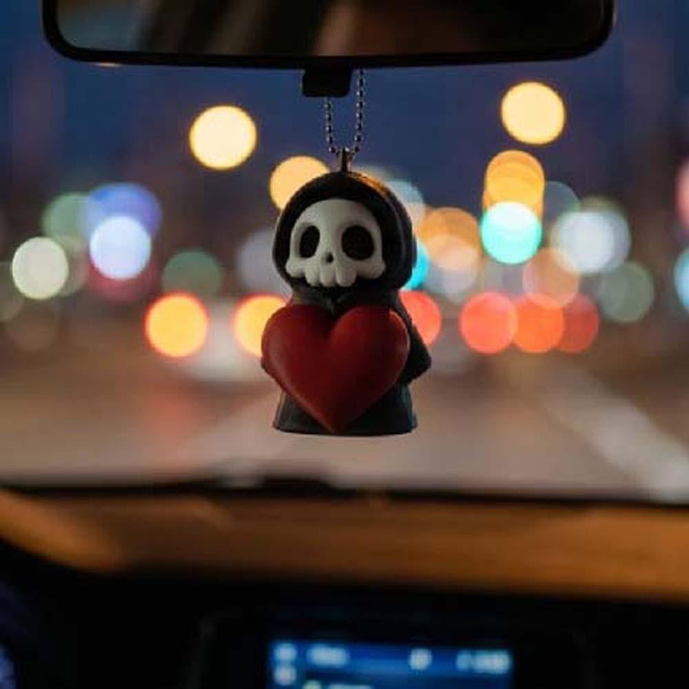Black Grim Reaper Figure Miniature Halloween Pendant Skeleton Keychain Dashboard