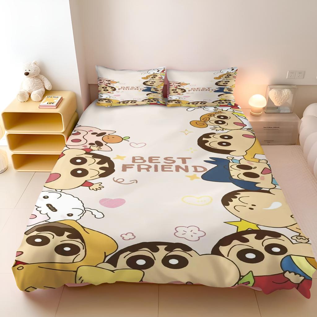 Cartoon Crayon Shin-Chan Bedroom Set 3-Piece Duvet Cover Children'S Printed Home Co-Branded Mattress Bedding Set