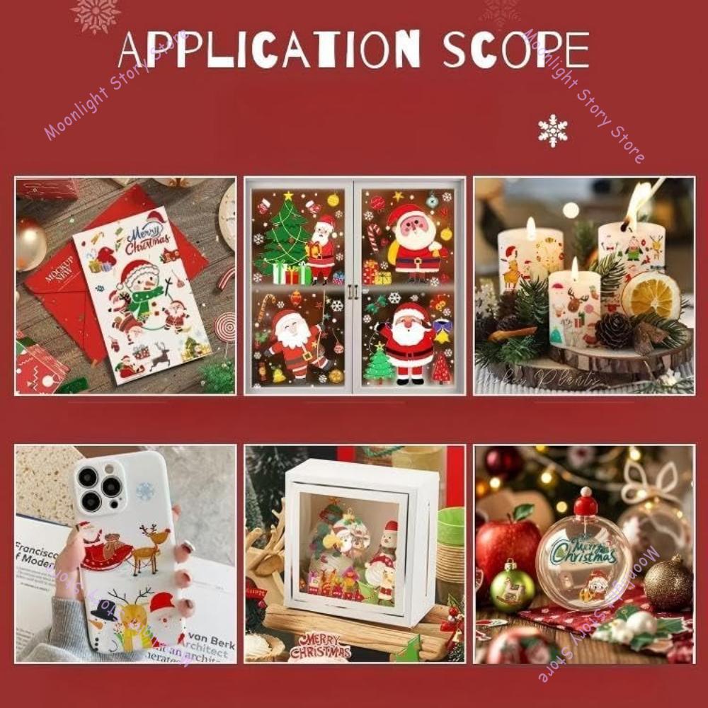 Creative Christmas Candle Stickers Christmas Tattoo Stickers Party Holiday Party Decoration Candle Window Stickers Gift for Home