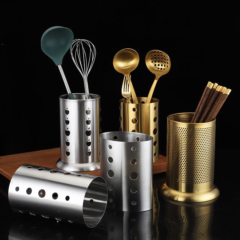Durable Stainless Steel Chopstick Holder with Drainage Holes - Moisture-Proof and Anti-Fall, Ideal for Restaurants and Customizable with Logo.