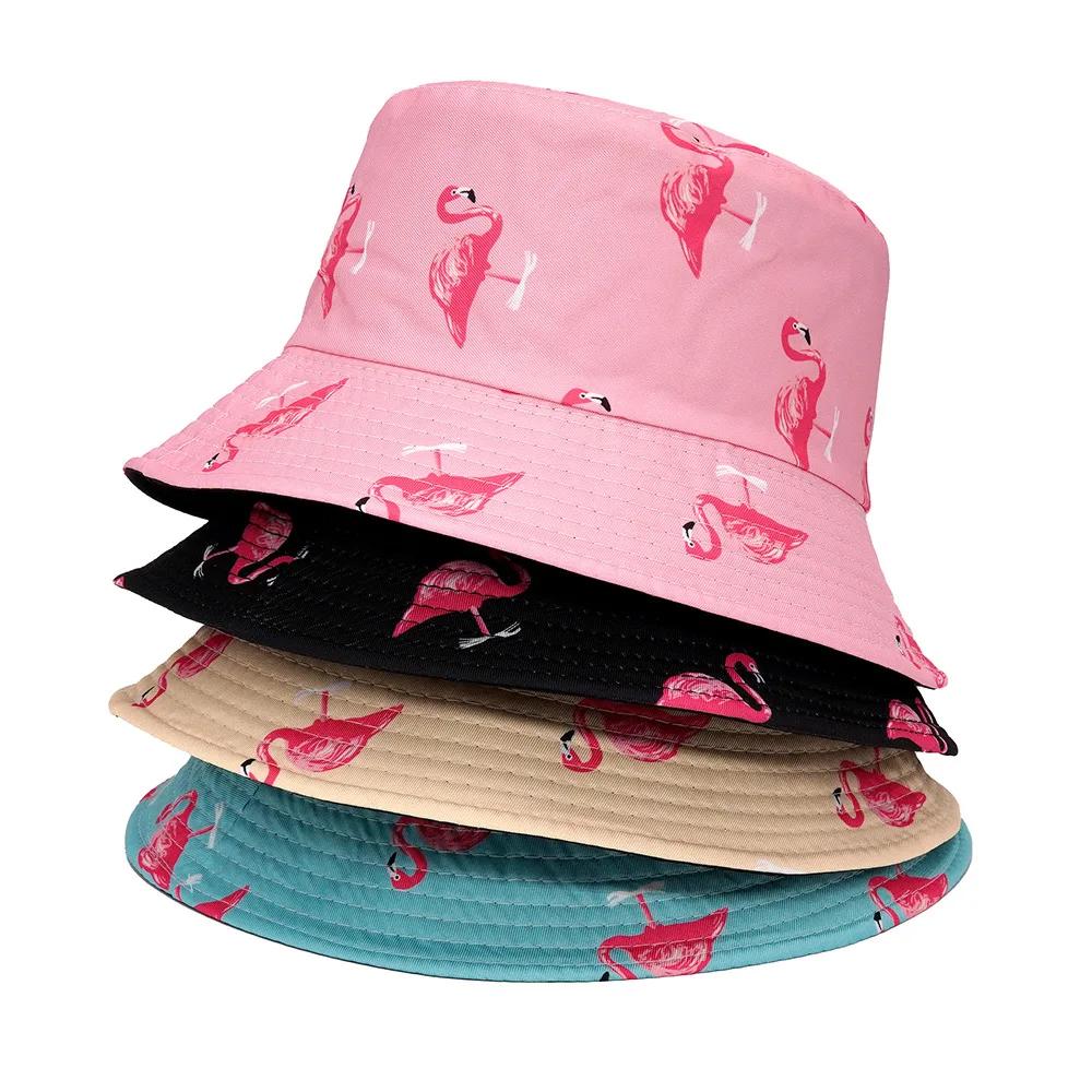 Panama Bucket Hat Men and Women Summer Bucket Cap Flamingo Hat Bob Hat Hip Hop Gorros Fishing Fisherman Hat